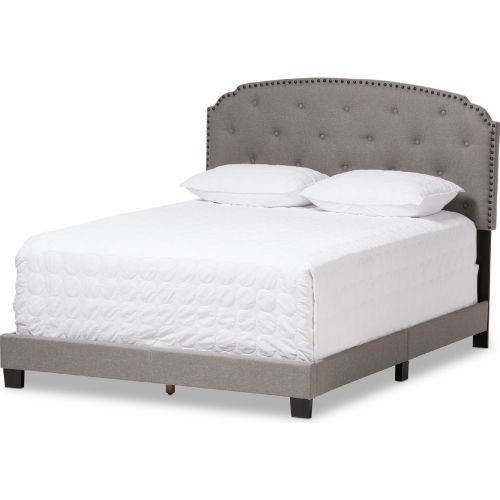 Lexi Queen Bed in Light Gray Fabric